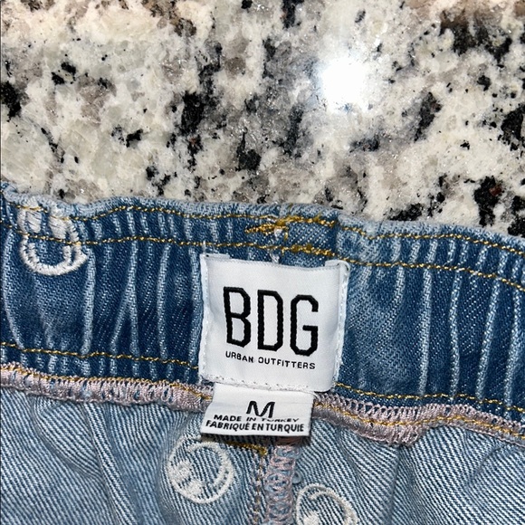 BDG Blue and White Straight Leg Pants with Unique Pattern - Picture 6 of 11